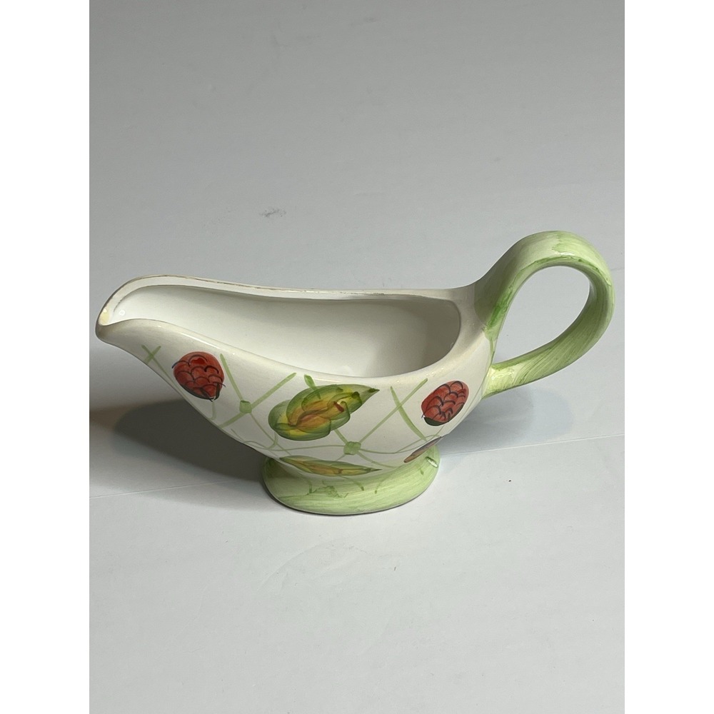Vintage Pride Products Gravy Boat Green Ceramic With Handle